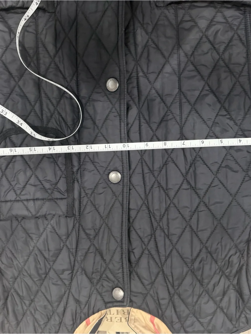Men's Quilted Black Jacket with Plaid Trim